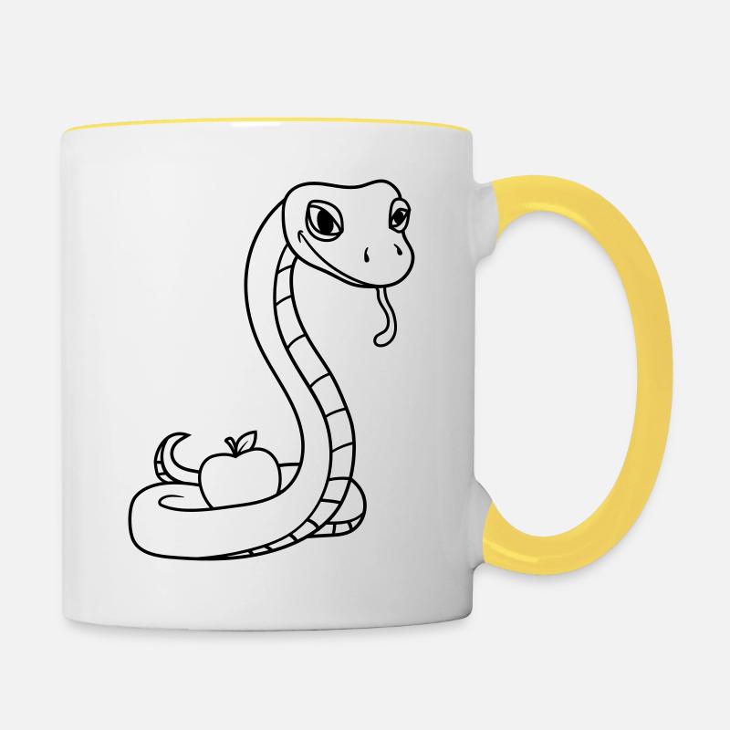 diable diable apple eva adam dieu humain ver - Mug contrasté - blanc/jaune