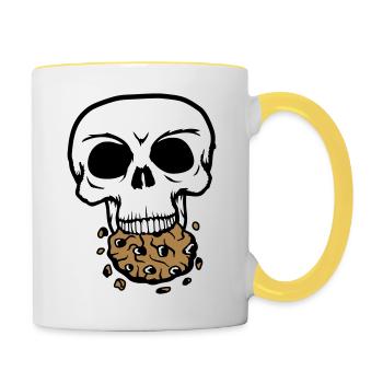 mort crâne mort tête squelette os mort - Mug contrasté - blanc/jaune - Droite