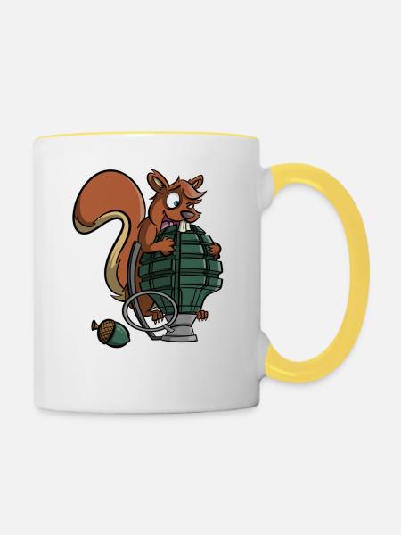 Eichhörnchen Granate - Tasse zweifarbig - Weiß/Gelb