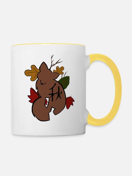 Herbst Japanisch - Fuchs - Tasse zweifarbig - Weiß/Gelb
