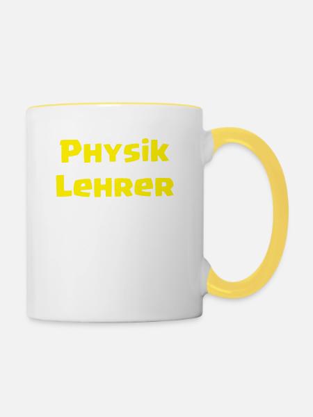 Physik Lehrer aus Leidenschaft - Tasse zweifarbig - Weiß/Gelb