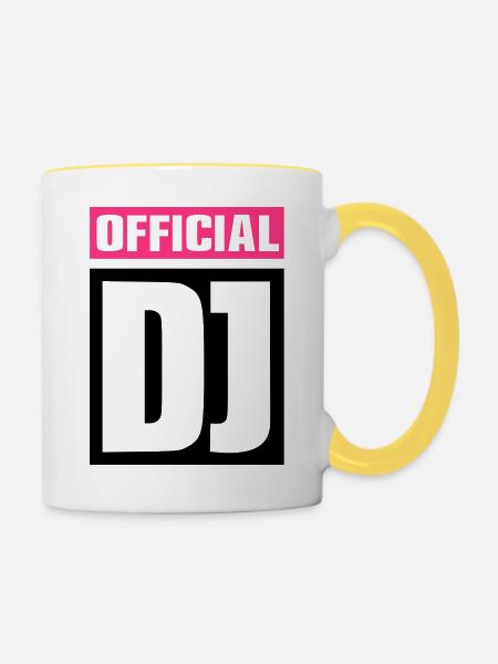 Official DJ - Tasse zweifarbig - Weiß/Gelb