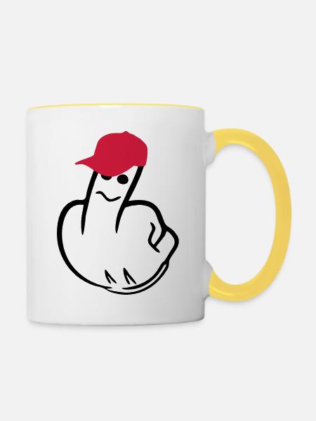 mittelfinger - Tasse zweifarbig - Weiß/Gelb