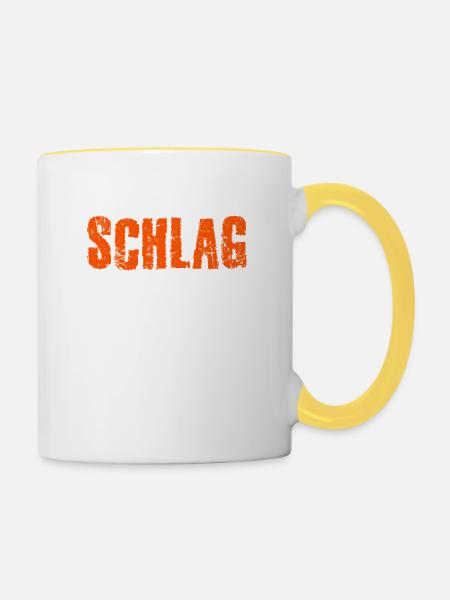SchlagZeile - Tasse zweifarbig - Weiß/Gelb