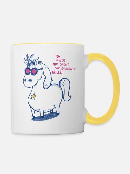 Mindset Einhorn - Tasse zweifarbig - Weiß/Gelb