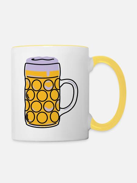 Bierkrug, Schoppen, Maß - Tasse zweifarbig - Weiß/Gelb