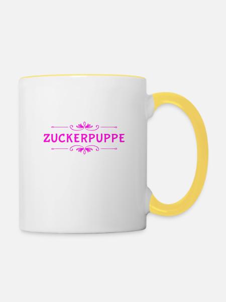 Zuckerpuppe - Tasse zweifarbig - Weiß/Gelb