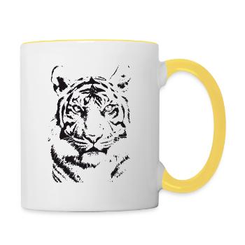 Black Tiger - illustration - Contrasting Mug - white/yellow - Right