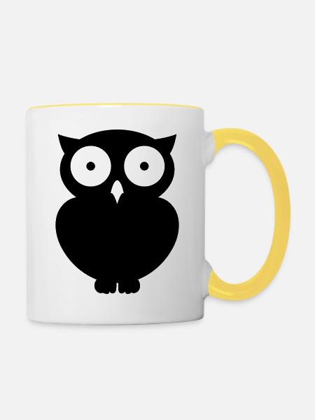 Eule Owl - Tasse zweifarbig - Weiß/Gelb