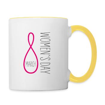 International Women's Day 8 March Holiday - Contrasting Mug - white/yellow - Right