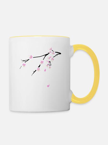 Cherry Blossoms - Tasse zweifarbig - Weiß/Gelb