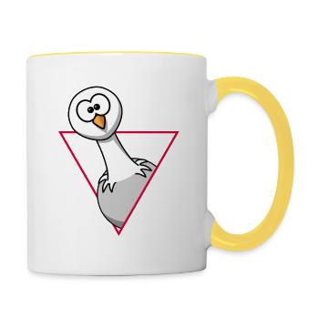 Moin I Moin Moin I Leuchturm I Geschenk I Küste - Tasse zweifarbig - Weiß/Gelb - Rechts
