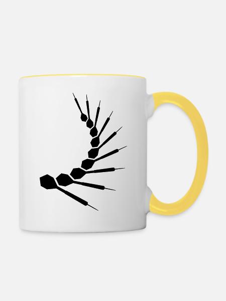 Dart Pattern - Tasse zweifarbig - Weiß/Gelb