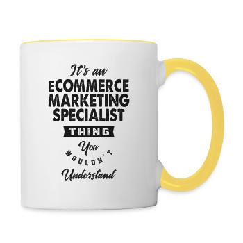 eCommerce Marketing Spezialist - Tasse zweifarbig - Weiß/Gelb - Rechts