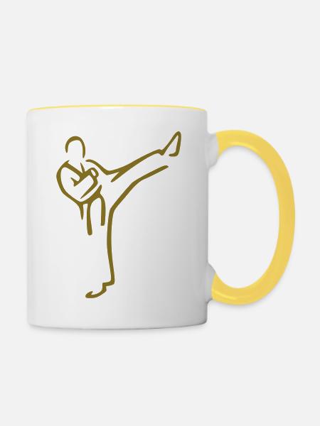 Karate - Tasse zweifarbig - Weiß/Gelb