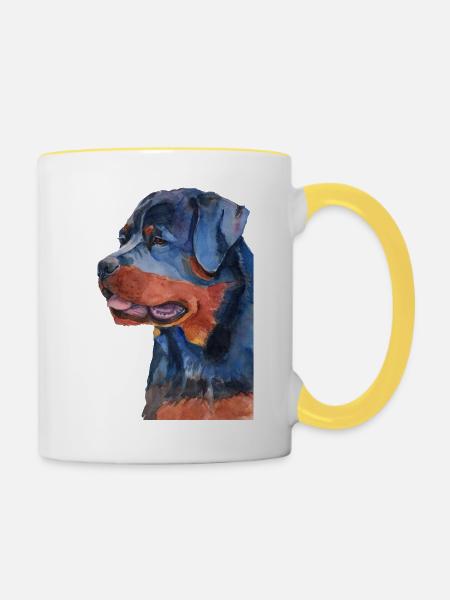 rottweiler - F - Tasse zweifarbig - Weiß/Gelb