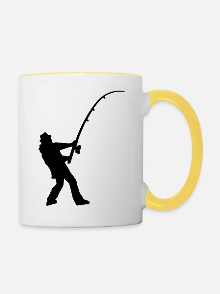 angler_silhouette_1 - Tasse zweifarbig - Weiß/Gelb