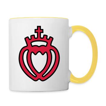 coeur vendeen coeur croix couronne fidélité couple - Mug contrasté - blanc/jaune - Droite