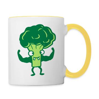 brocoli bodybuilder muscles forts vitamines saines - Mug contrasté - blanc/jaune - Droite