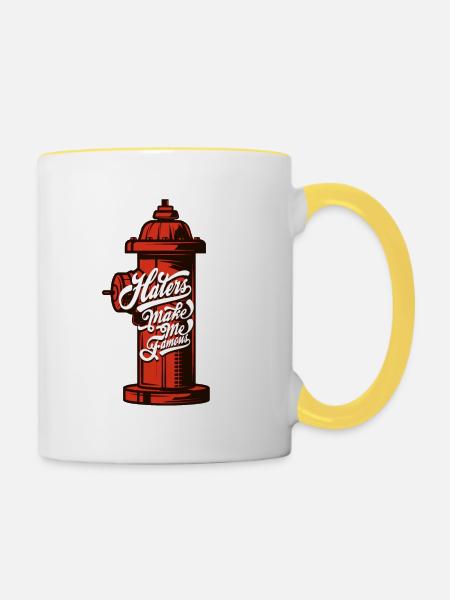 HATERS - Tasse zweifarbig - Weiß/Gelb