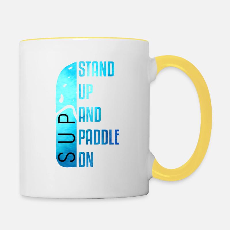 Stand Up Paddeling Paddle SUP Board cadeau - Mug contrasté - blanc/jaune