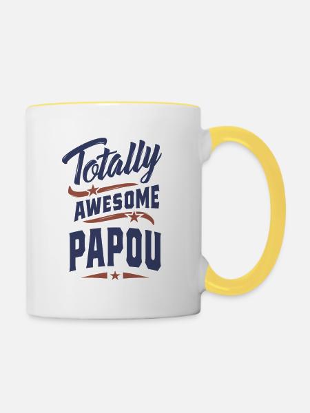 Absolut großartiger Papou - Tasse zweifarbig - Weiß/Gelb