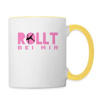 Rhönrad I Athlet I Mannschaft I Geschenk I Verein - Tasse zweifarbig - Weiß/Gelb - Rechts