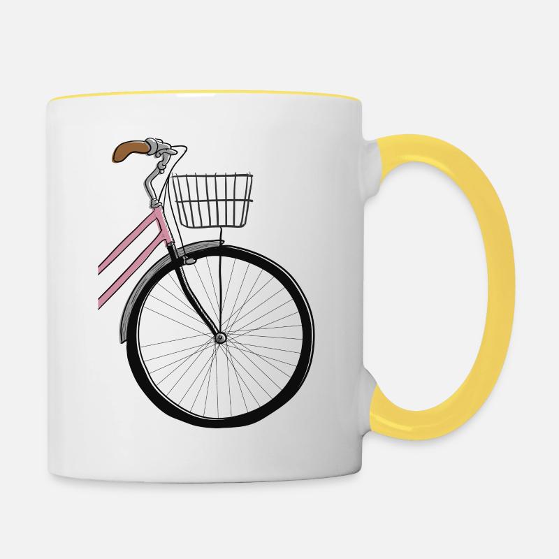 Idée de cadeau de vélo de vélo de route de vélo de montagne de dames - Mug contrasté - blanc/jaune