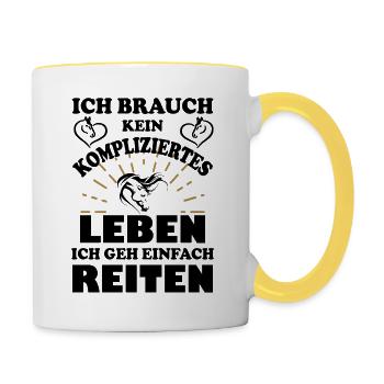 Einfach Reiten - Tasse zweifarbig - Weiß/Gelb - Rechts