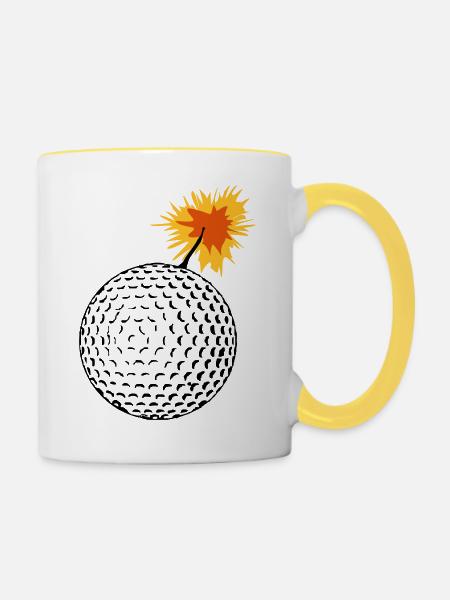 golfbombe - Tasse zweifarbig - Weiß/Gelb