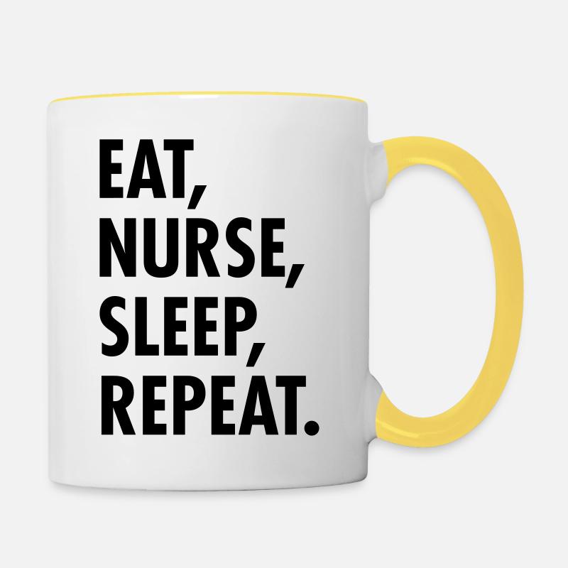 Eat, Nurse, Sleep, Repeat. - Mug contrasté - blanc/jaune