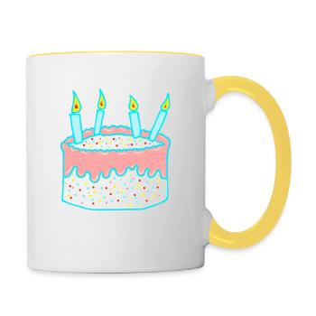 Anniversaire - gâteaux - cadeau - Mug contrasté - blanc/jaune - Droite