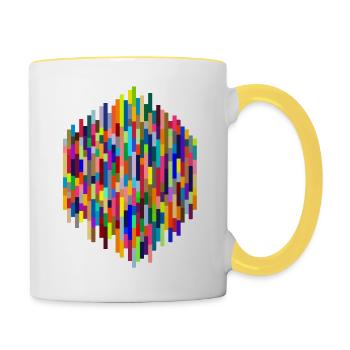 Bunte Balken - Tasse zweifarbig - Weiß/Gelb - Rechts