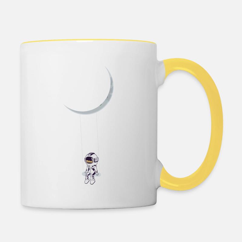 Astronaute dans la galaxie - Mug contrasté - blanc/jaune