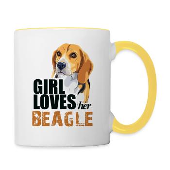 thIs gIrl loves her beagle - Contrasting Mug - white/yellow - Right
