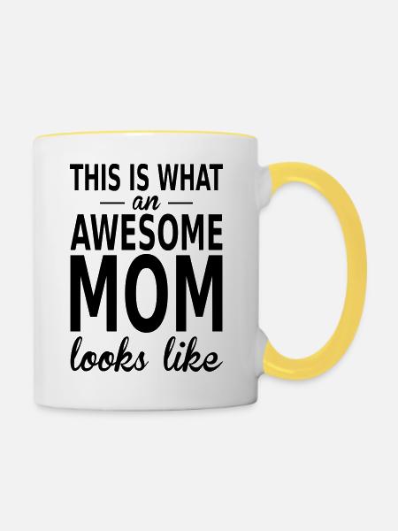 awesome mom - Tasse zweifarbig - Weiß/Gelb