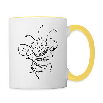 Bee forte - belle caricature d’abeilles avec des muscles - Mug contrasté - blanc/jaune - Droite
