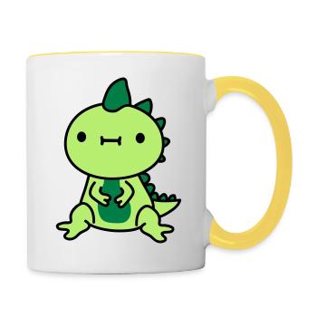 kleiner suesser kawaii - Tasse zweifarbig - Weiß/Gelb - Rechts
