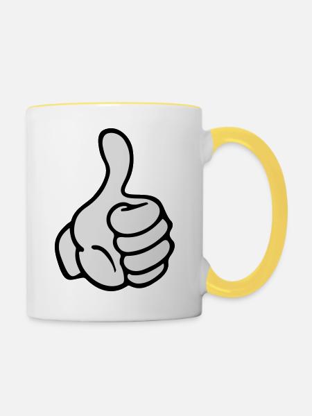 hand comic - Tasse zweifarbig - Weiß/Gelb