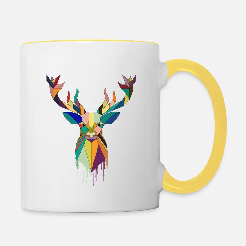 Nature colorful deer - Contrasting Mug - white/yellow