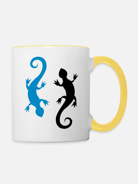 salamander_2 - Tasse zweifarbig - Weiß/Gelb