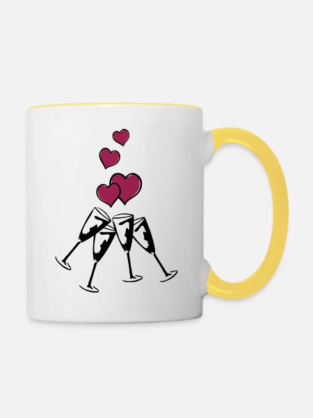 glasses hearts - Tasse zweifarbig - Weiß/Gelb