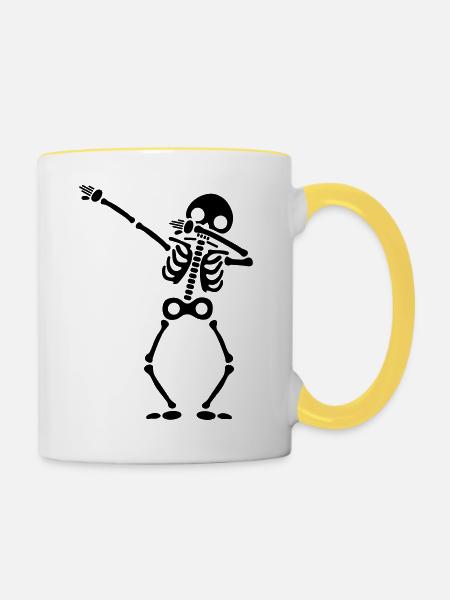Skelett dab - Tasse zweifarbig - Weiß/Gelb