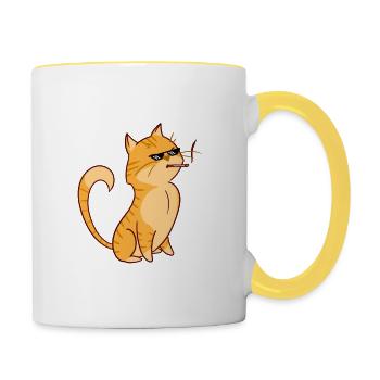 thug cat // thug cat // smoking cat - Contrasting Mug - white/yellow - Right