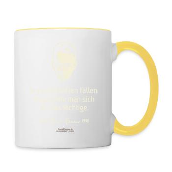Karl Kraus Zitat zu Zweifelsfällen - Tasse zweifarbig - Weiß/Gelb - Rechts