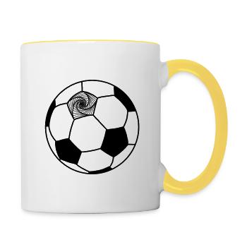 Ballon de foot - Mug contrasté - blanc/jaune - Droite