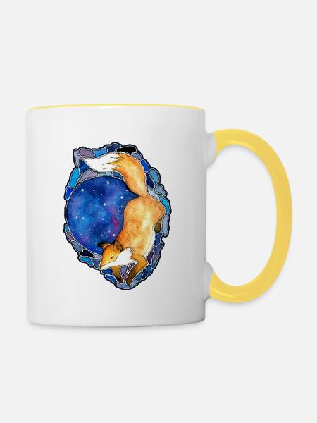 Galaxie Mond Rotfuchs - Tasse zweifarbig - Weiß/Gelb