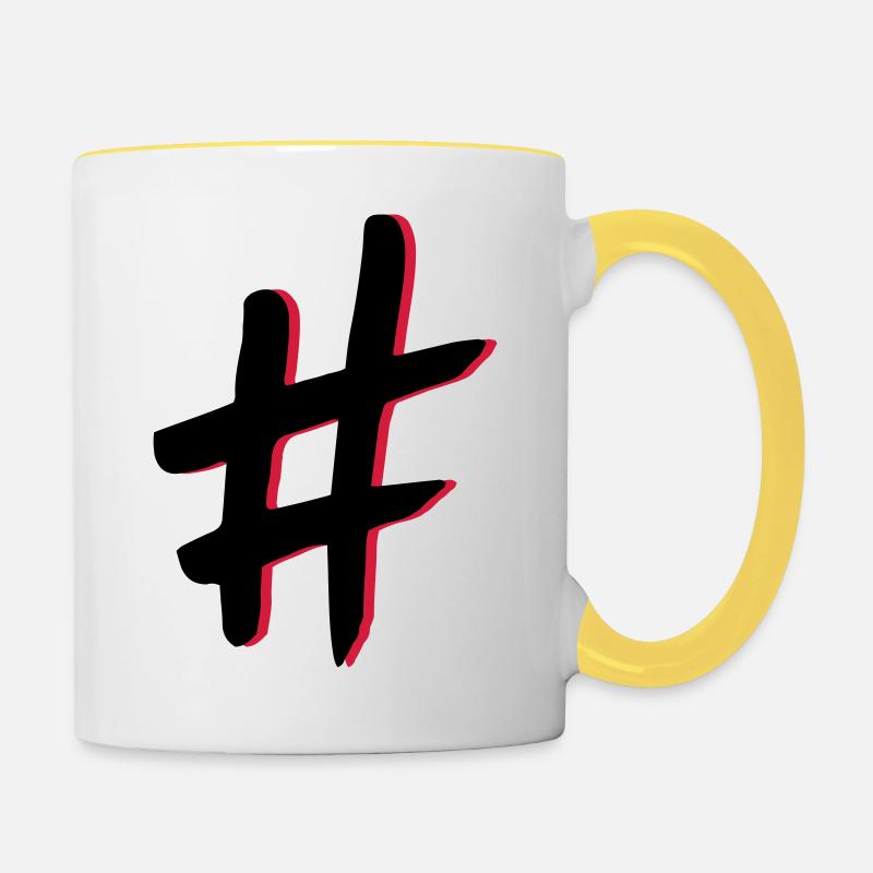Hashtag - Contrasting Mug - white/yellow