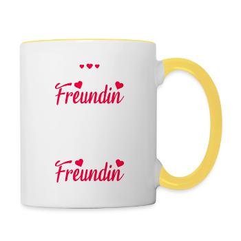 Meine beste Freundin hat die geilste beste - Tasse zweifarbig - Weiß/Gelb - Rechts