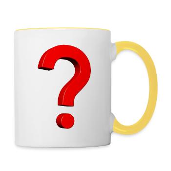3D question mark red - Contrasting Mug - white/yellow - Right